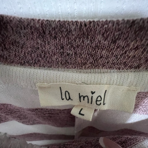 LA MIEL Maroon and White Striped Top - Picture 2 of 4
